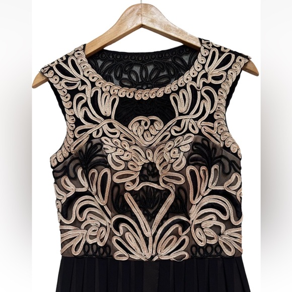 Sue Wong Demask Bateu Neckline Knee Length Black Cocktail Dress Sz 0 - Picture 7 of 10